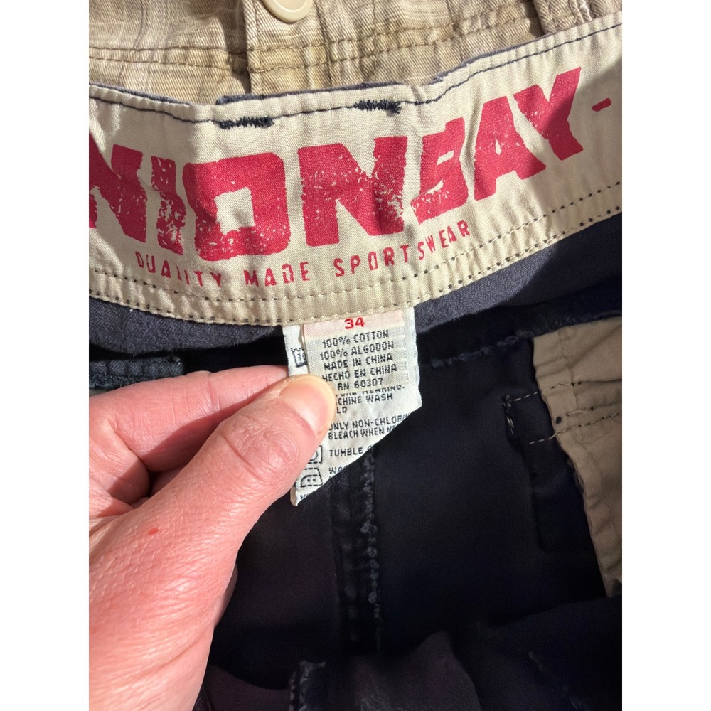 Unionbay Plugg Cargo Shorts Mens 34 Blue Tan Plaid Lot x2 Utility Distressed - Picture 3 of 8